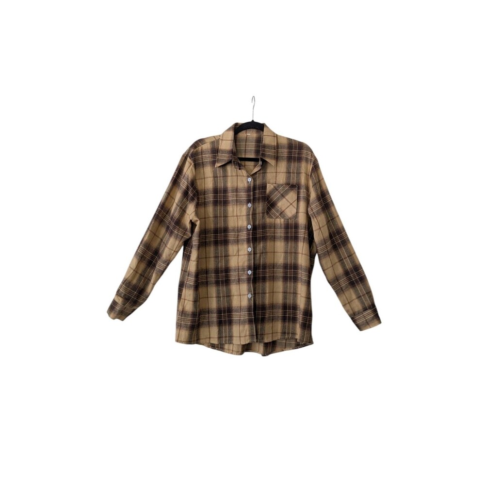 Shein size XLarge Brown plaid flannel button up shirt
